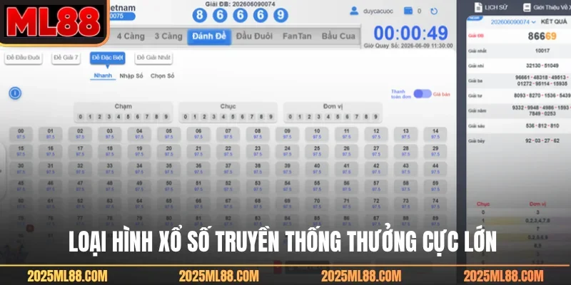 Loại hình xổ số truyền thống thưởng cực lớn